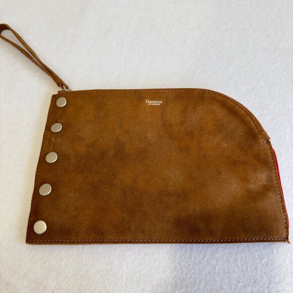 HAMMITT NWOT Richard Large Clutch Wristlet Arches Brown Sueded Shimmery Leather - Picture 1 of 11